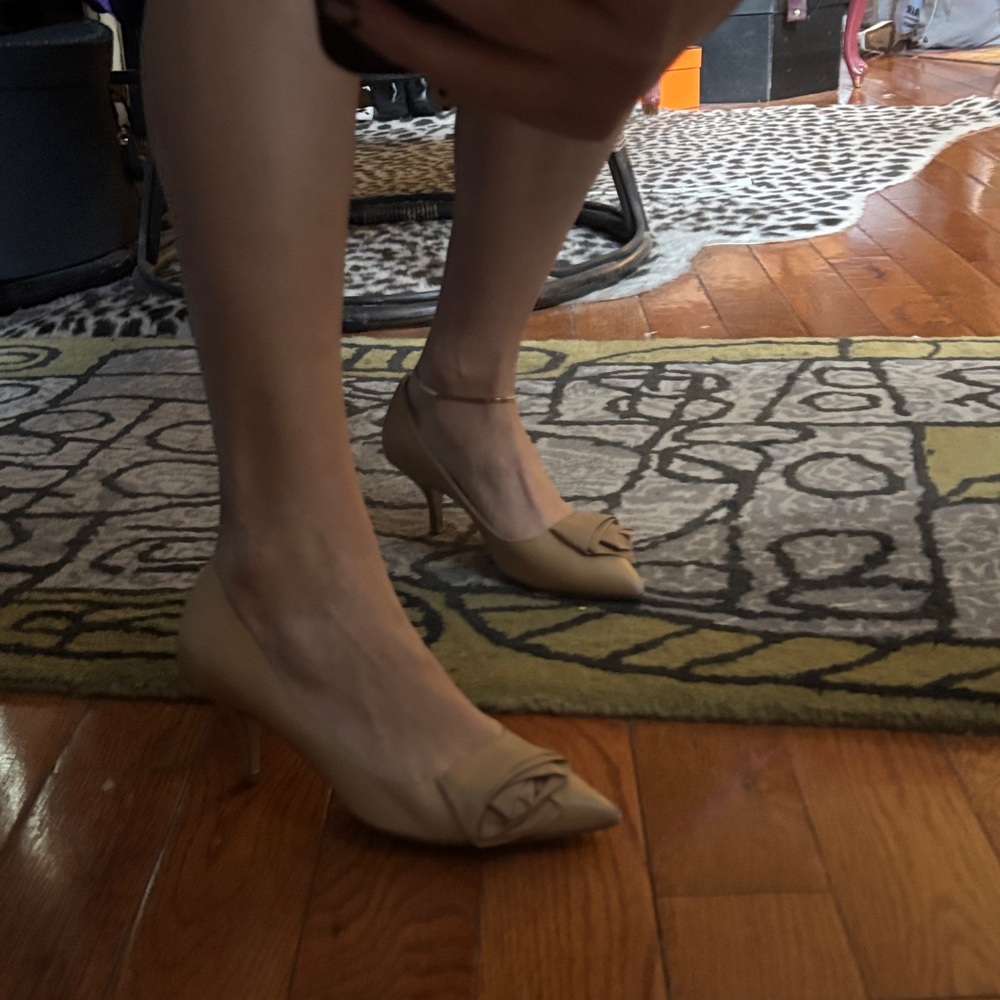 Valentino Nude Heels with Rose Detail - Size 8